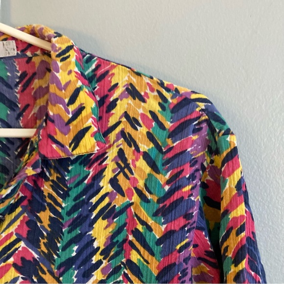 Jaeger colourful abstract rainbow button up shirt vintage size large (38) - Picture 2 of 8